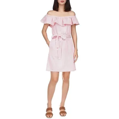 Michael Kors Women's Ruffled Off-The-Shoulder Mini Dress Grapefruit Size S • $24.95