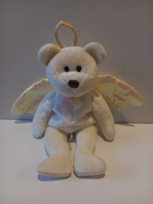£100 • Buy Very Rare Ty Beanie Babies HALO Angel DOB 31 Aug 1998 - NO TAG- Brown Nose 