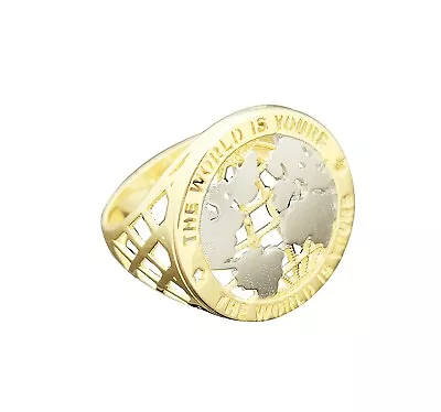 10K Yellow Gold Men's World Map Ring Globe Ring • $365