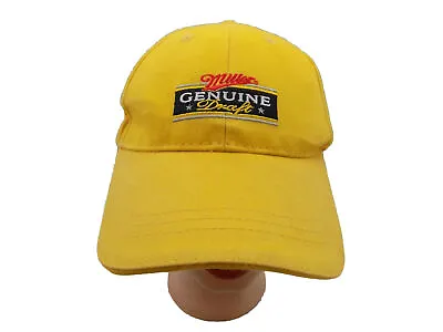 MILLER GENUINE DRAFT Hat MGD Yellow Adjustable Baseball Cap Beer Stitched Logo • $12.34