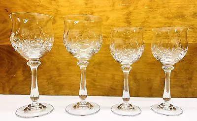 Vintage Set Of 4 Cut Glass Crystal Mikasa Versailles Collection Wine Glasses • $48