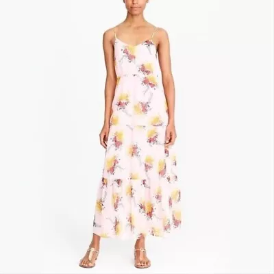 New Sz 6 J.crew Mercantile Tiered Maxi Dress Pink Sunburst Bouquet Print J4424 • $105.01