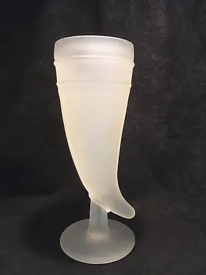 Vintage Tiara Indiana Glass White Frosted Horn Shaped Beer Wine Mug • $4.89