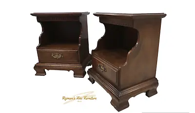 Pair Ethan Allen Classic Manor Maple Open Cabinet Nightstands #15-5206 • $799