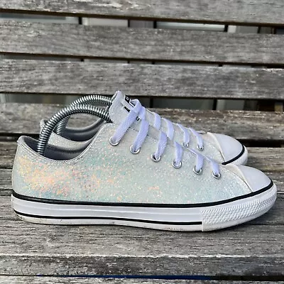 Converse Chuck Taylor All Star Ox Wolf Grey Glitter Sparkle Trainers Shoes UK 5 • £39.99