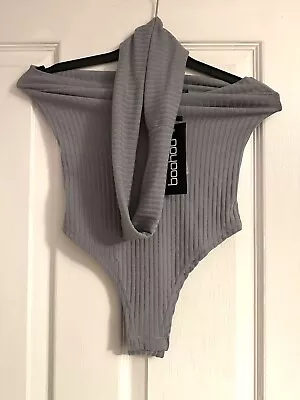 BNWT Boohoo Grey Halter Neck Bodysuit Sze 4 • £2.50