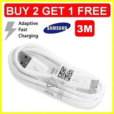 Fast Charger 3M USB Data Sync & Cable Lead For Samsung Galaxy S5 S6 S7 & Edge • £3.45