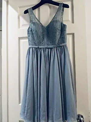 JJ’s House A-line V-Neck Knee-Length Chiffon Lace Bridesmaid Dress With Bow • £40