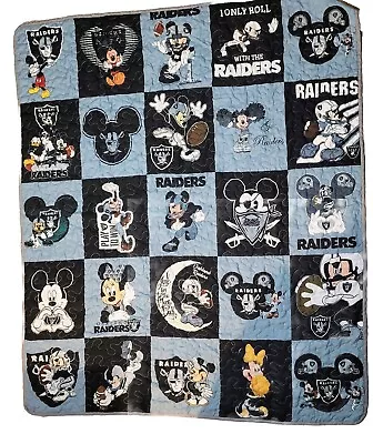 2012 Oakland Raiders Mickey Mouse Fleece Throw Blanket 48x36 • $28