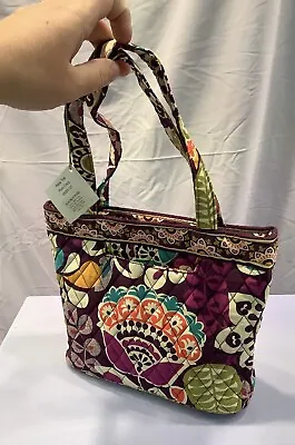 VERA BRADLEY Petite Tote Handbag Purse Plum Crazy Print Zip Across NWT • $49.99