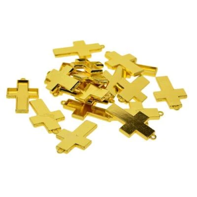 £6.54 • Buy 20x Golden CROSS CAMEO CABOCHON PENDANT SETTING BLANKS TRAYS Jewelry Making