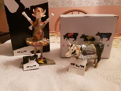 Cow Parade- Disco Cow  And  Dancing Diva  NIB's- Retired • £85.51