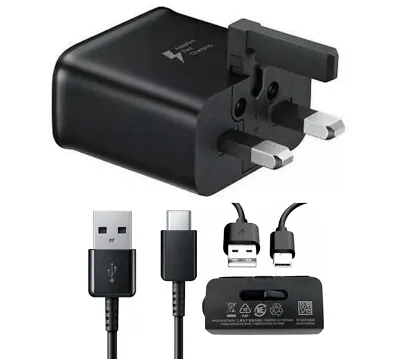 Samsung Original Black UK Fast - USB Phone UK Charger Adaptor With Type-C Cable • £7.99