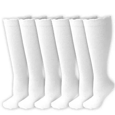 £5.99 • Buy Girls Knee High Socks 6 Pairs Hearts White School Socks Long Warm Cotton Rich 