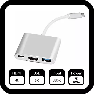 $3.25 • Buy Type C To USB-C HDMI USB 3.0 Adapter Converter Cable 3 In 1 Hub PC MacBook