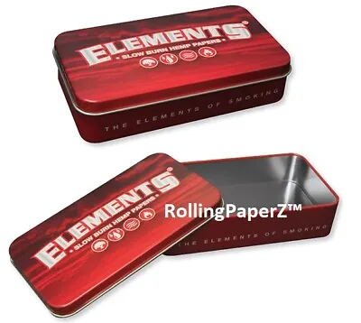 $6.88 • Buy New! Elements Slow Burn Hemp Papers RED METAL TIN STORAGE BOX 4.5  X 2.75  X 1 