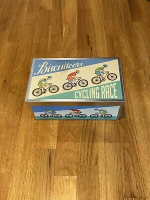 Biscuiteers Cycling Race Empty Metal Biscuit Tin Rectangular Used Once – VGC • £4.99