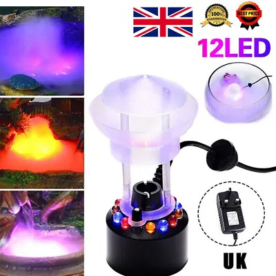 12 LEDs Air Humidifier Ultrasonic Mist Maker Fogger Water Fountain Pond Atomizer • £6.59