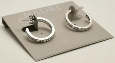 Nadri Railed CZ Front To Back Hoop Earrings Rhodium New! NWT • $24.99