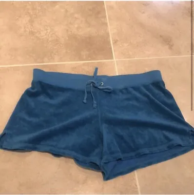 Vintage Y2k Juicy Couture Blue Terry Shorts Size Large Excellent Condition EUC • $75