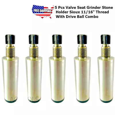 5 Pcs Valve Seat Grinder Stone Holder Sioux 11/16  Thread With Drive Ball • £88.88