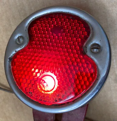 Vintage Red Glass Tail Light Lamp License Plate Light Auto Car Duolamp • $60