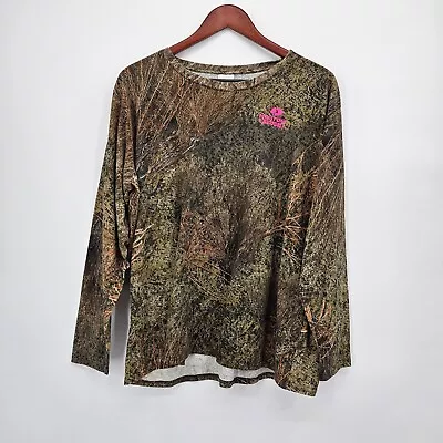 Mossy Oak BRUSH Long Sleeve Camo Shirt Women's Size 2XL Pink Logo Camouflage • $5