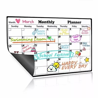 £13.32 • Buy Homein® Magnetic Calendar Dry Erase Whiteboard For Fridge, 2018 Weekly & Month
