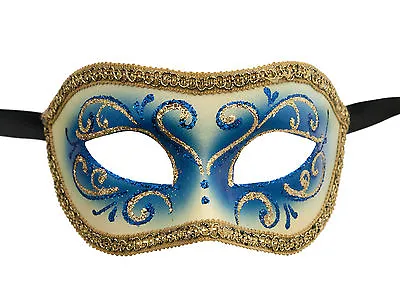 Mask From Venice Colombine Or Civet Blue And Golden For Fancy Dress 682 • $58.32