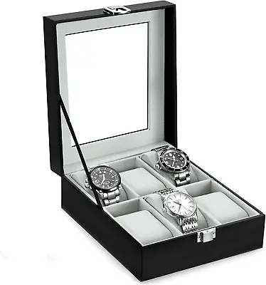 Watch Box 6 Slots PU Leather Watch Case Storage Organizer Storage Display • $21.83