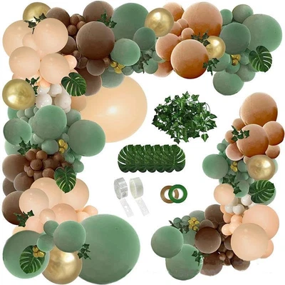 Sage Artificial Vines Green Brown Balloon Garland Kit Jungle Safari Wild Woodla • $35.99