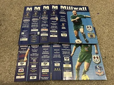 Millwall 2001/02 Home Programmes (x10) • £7.50