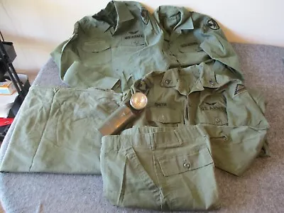 VIETNAM ERA US ARMY AIRBORNE SATEEN OG-107 M SHIRTS & PANT 33x32 + FLASHLIGHT • $169.95