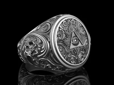 Masonic Ring Masonic Signet Ring Gothic Evil Eye Ring Vintage Style Masonic Ring • $254.99