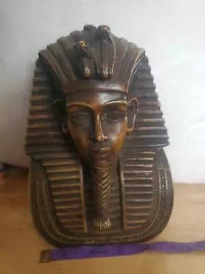 Unique Egyptian King Tut Statue Head WITH Pharaoh Vulture And Cobra Crown Bust • $86