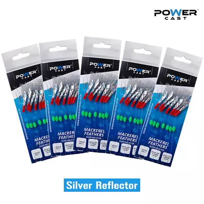 7 Hooks Silver Reflect Mackerel Feathers By Power Cast • £2.99