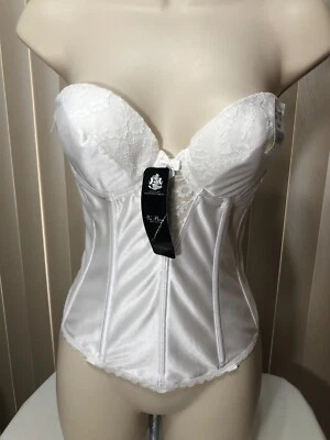 $18.99 • Buy Va Bien Strapless 34C Underwire Bustier Longline Bra Plunge Bridal White 6363