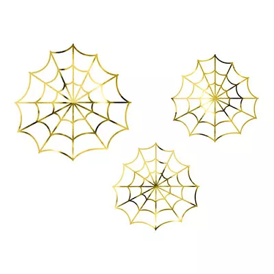 Halloween Gold Spiderwebs Table Decorations - Pack Of 3 • £1.89