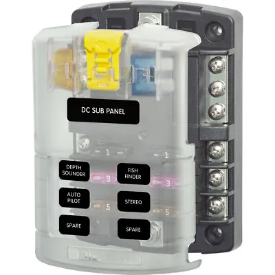 Blue Sea Systems 5025 6-Gang ATO/ATC Fuse Block With Negative Bus & Cover • $46.64