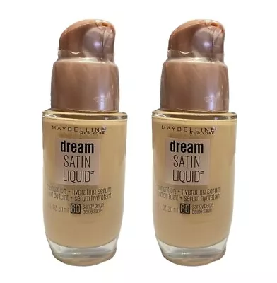 Lot Of 2 Maybelline Dream Satin Liquid Foundation 1 Fl Oz  60 Sandy Beige • $26.95