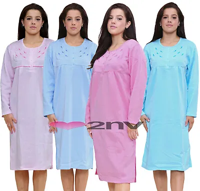 Ladies Thermal Nightie Long Sleeve WINTER WARM Long Night Dress Nightwear. • £15.95