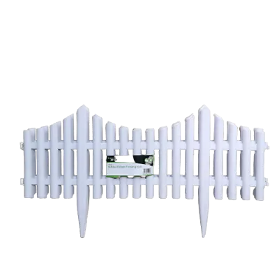 33cm 4 Piece Set White Wood Effect Picket Fence Garden Edging  • £7.25
