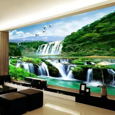 Waterfall Nature Custom 3d Wall Mural Photo Wallpaper Home Décor Green Mountain • $12.99