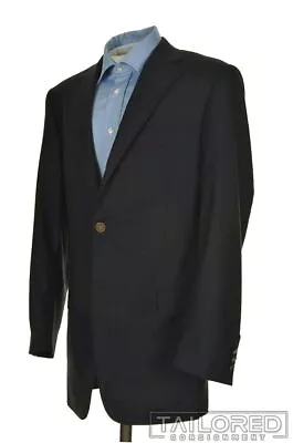 HICKEY FREEMAN Current Solid Blue WOOL Blazer Sport Coat Jacket - BESPOKE 44 L • $41.14