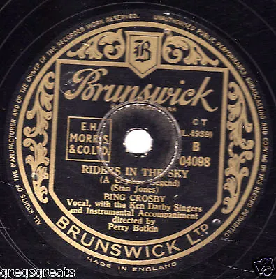 £11 • Buy Classic Bing Crosby 78   Riders In The Sky /careless Hands   Brunswick 04098 Ex-