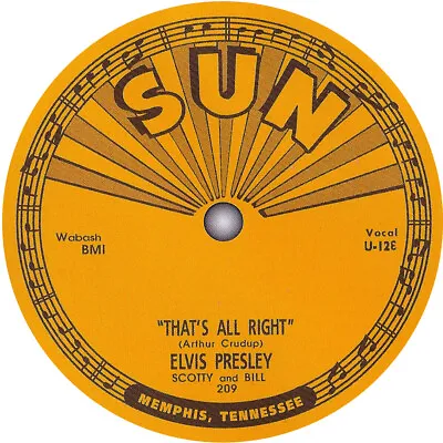 Elvis Presley. That's All Right. Vinyl Record Label Sticker. Sun Records Memphis • $3.73