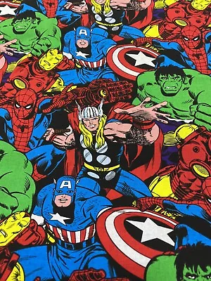 Fabric Marvel Comics Avenger Character Collage 100% Cotton By The Half Yard BTHY • $5