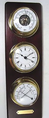 Victory BA3751 Barometer Hygrometer Thermometer Clock Combo Mounted Set 135-233 • $229.99