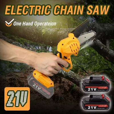 Cordless Electric Mini Chain Saw Wood Cutter Mini One-Hand Saw W/ 2 Pack Battery • $39.98