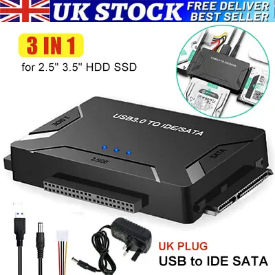 3 IN 1 USB To IDE SATA For Zilkee Ultra Recovery Converter Adapter Sets UK Plug • £16.99